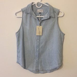NWT Denim button up tank XS